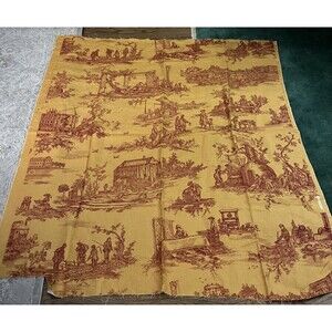 Stroheim & Romann Exclusive Handprint Toulouse Linen Marigold Red Toile 60”x56”